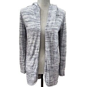 WHBM White House Black Market S Blue Open Front Hoodie Cardigan Sweater